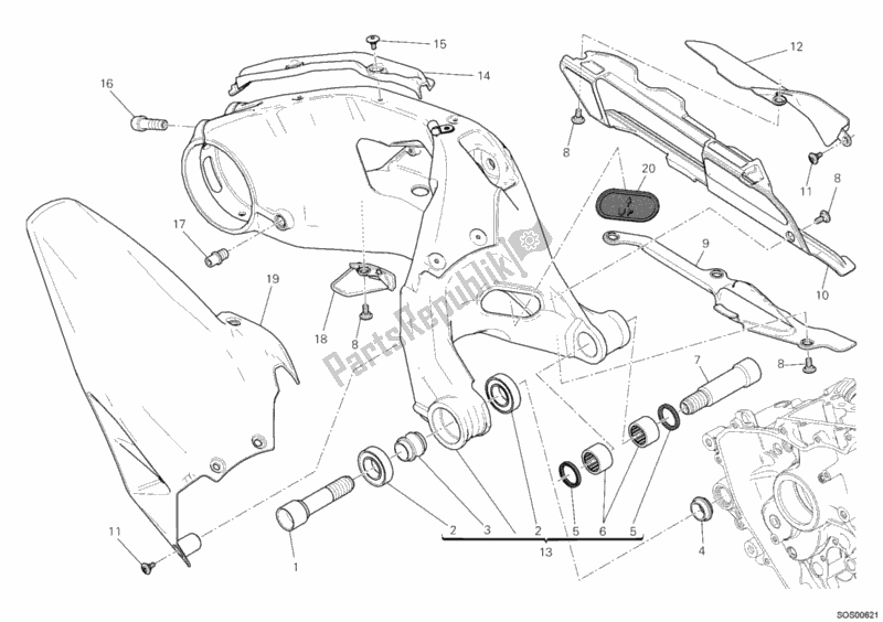 Todas as partes de Braço Oscilante do Ducati Superbike 1199 Panigale S ABS USA 2012